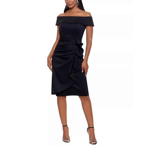 Xscape Dresses & Skirts - XSCAPE Off-The-Shoulder Ruched Bodycon Black 12‎